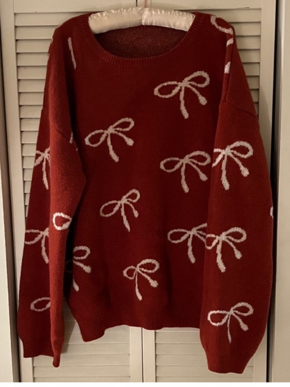 Coquette Orange Bow Print Oversized Sweater